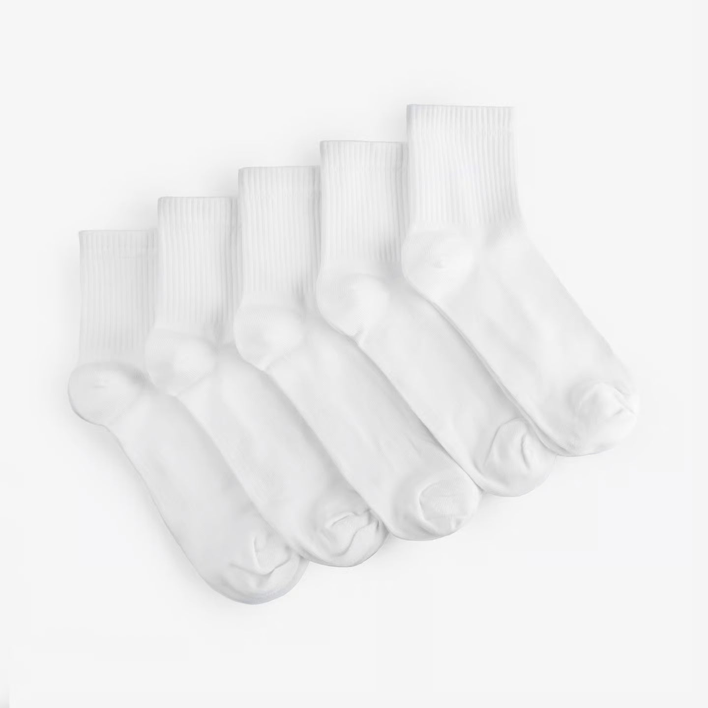 Everyday all White Socks middle 5 pcs