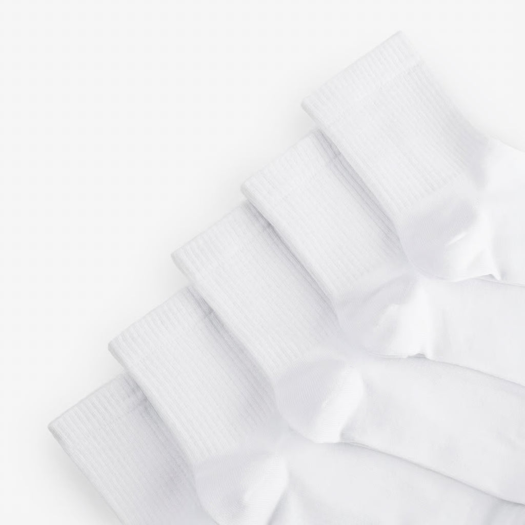Everyday all White Socks middle 5 pcs